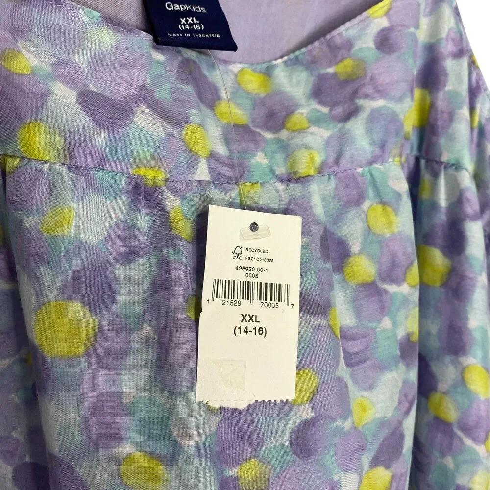 GAP Kids Dress Girls XXL (14-16) Silk Cotton Tiered Ruffle Sleeveless Lined NWT